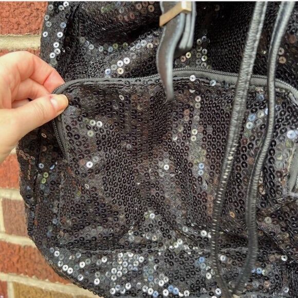 Claire’s Black Seqins backpack 2 main pockets 2 side pockets - Picture 1 of 10